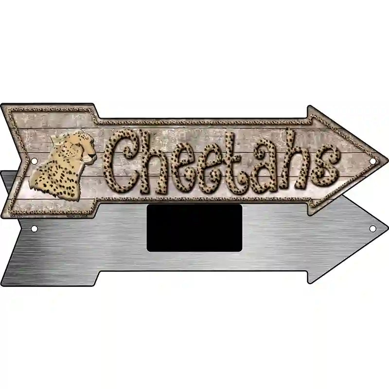 Cheetahs Novelty Metal Arrow Sign 8" x 2.25" (MA)