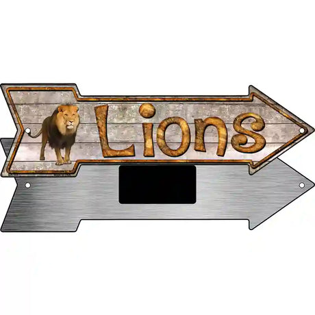 Lions Novelty Metal Arrow Sign 8" x 2.25" (MA)