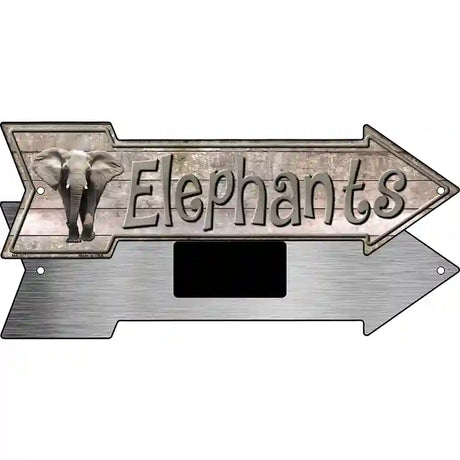 Elephants Novelty Metal Arrow Sign 8" x 2.25" (MA)