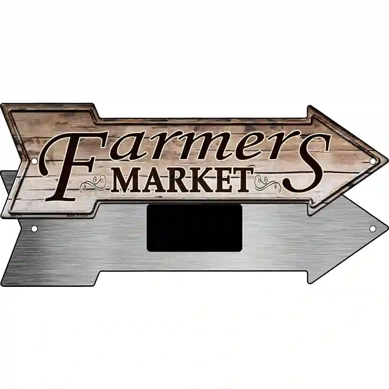 Farmers Market Novelty Metal Arrow Sign 8" x 2.25" (MA)