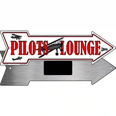 Pilots Lounge Novelty Metal Arrow Sign 8" x 2.25" (MA)