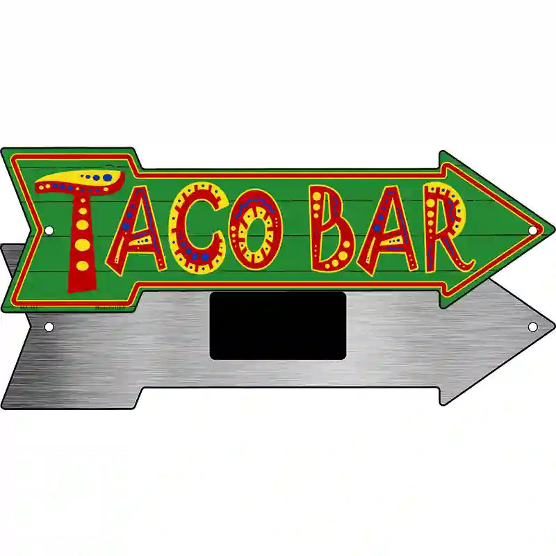 Taco Bar Novelty Metal Arrow Sign 8" x 2.25" (MA)