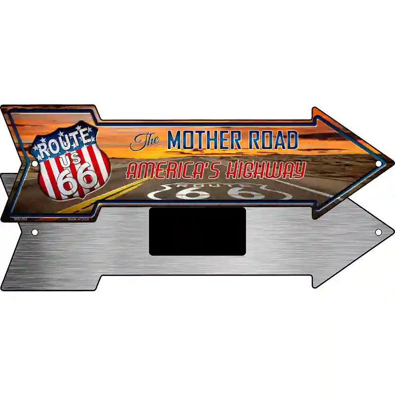 Route 66 With Sunset Novelty Metal Arrow Sign 8" x 2.25" (MA)