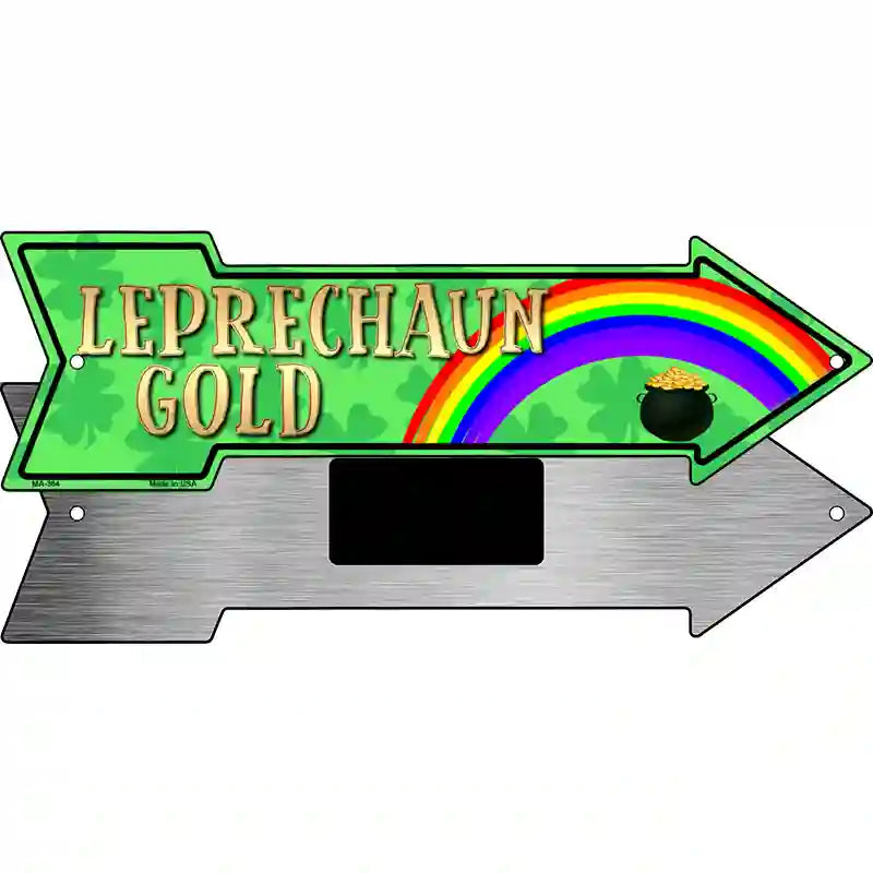 Leprechaun Gold Novelty Metal Arrow Sign 8" x 2.25" (MA)