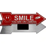 Smile Youre On Camera Novelty Metal Arrow Sign 8" x 2.25" (MA)