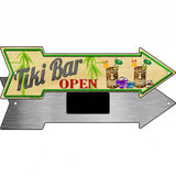 Tiki Bar Open Metal Novelty Arrow Sign 8" x 2.25" (MA)