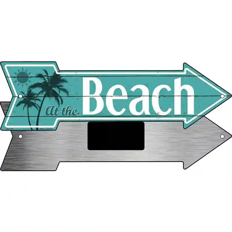 At The Beach Novelty Metal Arrow Sign 8" x 2.25" (MA)