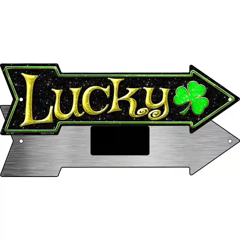 Lucky Clover Novelty Metal Arrow Sign 8" x 2.25" (MA)