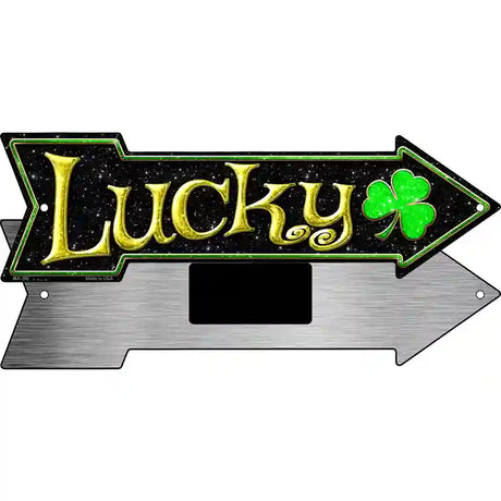 Lucky Clover Novelty Metal Arrow Sign 8" x 2.25" (MA)