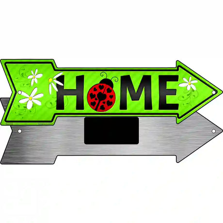 Home with Ladybug Novelty Metal Arrow Sign 8" x 2.25" (MA)