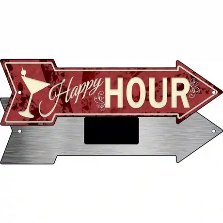 Happy Hour Novelty Metal Arrow Sign 8" x 2.25" (MA)