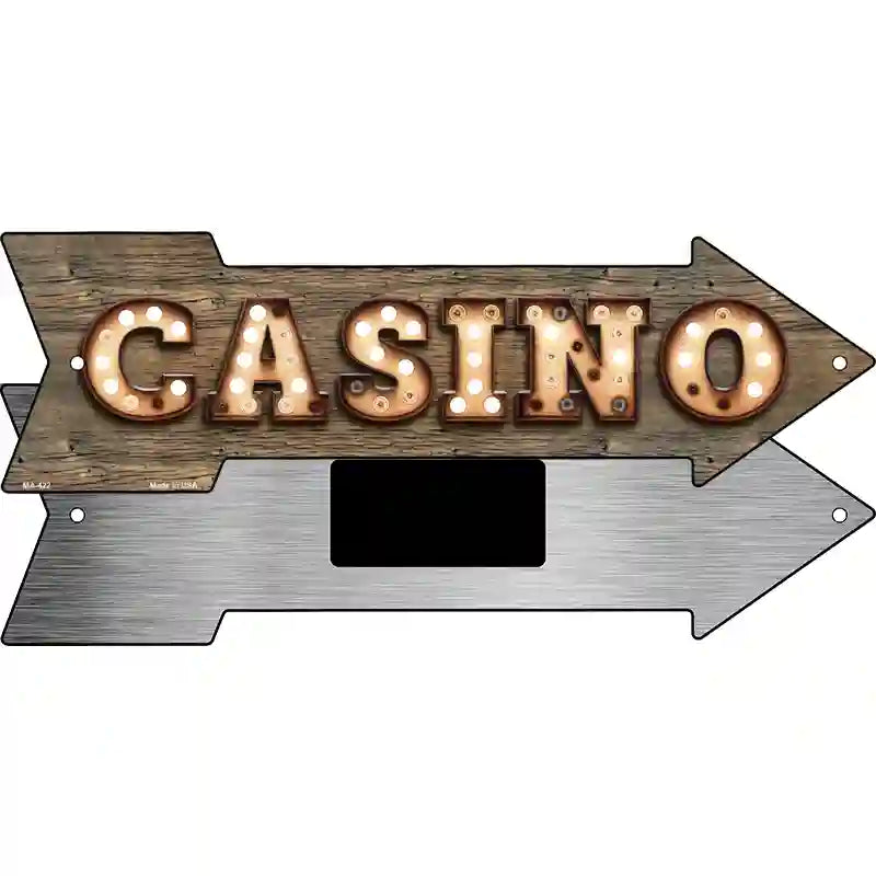 Casino Bulb Letters Novelty Metal Arrow Sign 8" x 2.25" (MA)