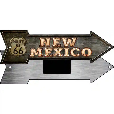 New Mexico Route 66 Bulb Letters Novelty Metal Arrow Sign 8" x 2.25" (MA)