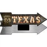 Texas Route 66 Bulb Letters Novelty Metal Arrow Sign 8" x 2.25" (MA)