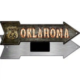 Oklahoma Route 66 Bulb Letters Novelty Metal Arrow Sign 8" x 2.25" (MA)