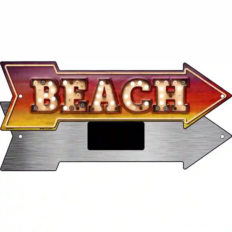 Beach Bulb Letters Novelty Metal Arrow Sign 8" x 2.25" (MA)