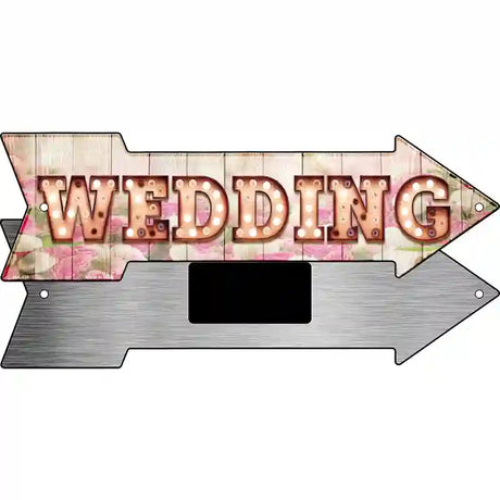 Wedding Bulb Letters Novelty Metal Arrow Sign 8" x 2.25" (MA)