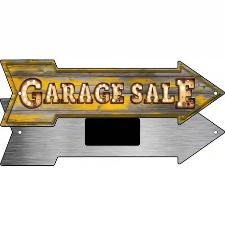 Garage Sale Bulb Letters Novelty Metal Arrow Sign 8" x 2.25" (MA)