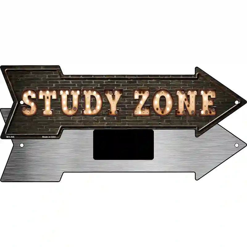 Study Zone Bulb Letters Novelty Metal Arrow Sign 8" x 2.25" (MA)