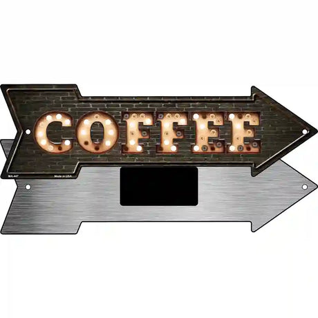 Coffee Bulb Letters Novelty Metal Arrow Sign 8" x 2.25" (MA)