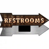 Restrooms Bulb Letters Novelty Metal Arrow Sign 8" x 2.25" (MA)