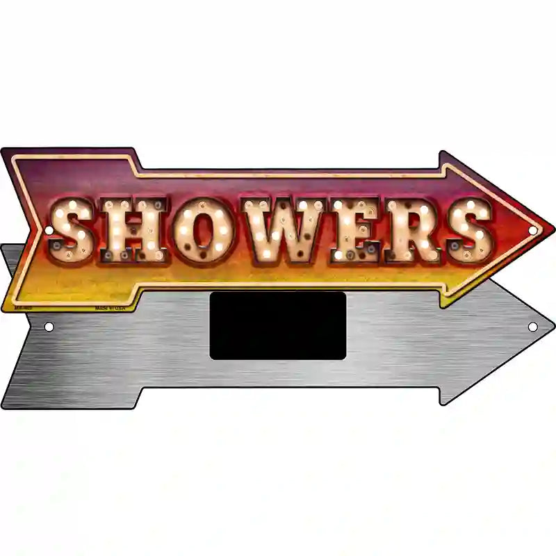 Showers Bulb Letters Novelty Metal Arrow Sign 8" x 2.25" (MA)