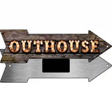 Outhouse Bulb Letters Novelty Metal Arrow Sign 8" x 2.25" (MA)