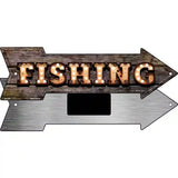 Fishing Bulb Letters Novelty Metal Arrow Sign 8" x 2.25" (MA)