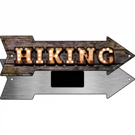 Hiking Bulb Letters Novelty Metal Arrow Sign 8" x 2.25" (MA)