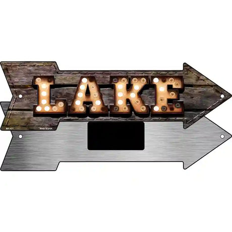 Lake Bulb Letters Novelty Metal Arrow Sign 8" x 2.25" (MA)