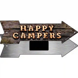 Happy Campers Bulb Letters Novelty Metal Arrow Sign 8" x 2.25" (MA)