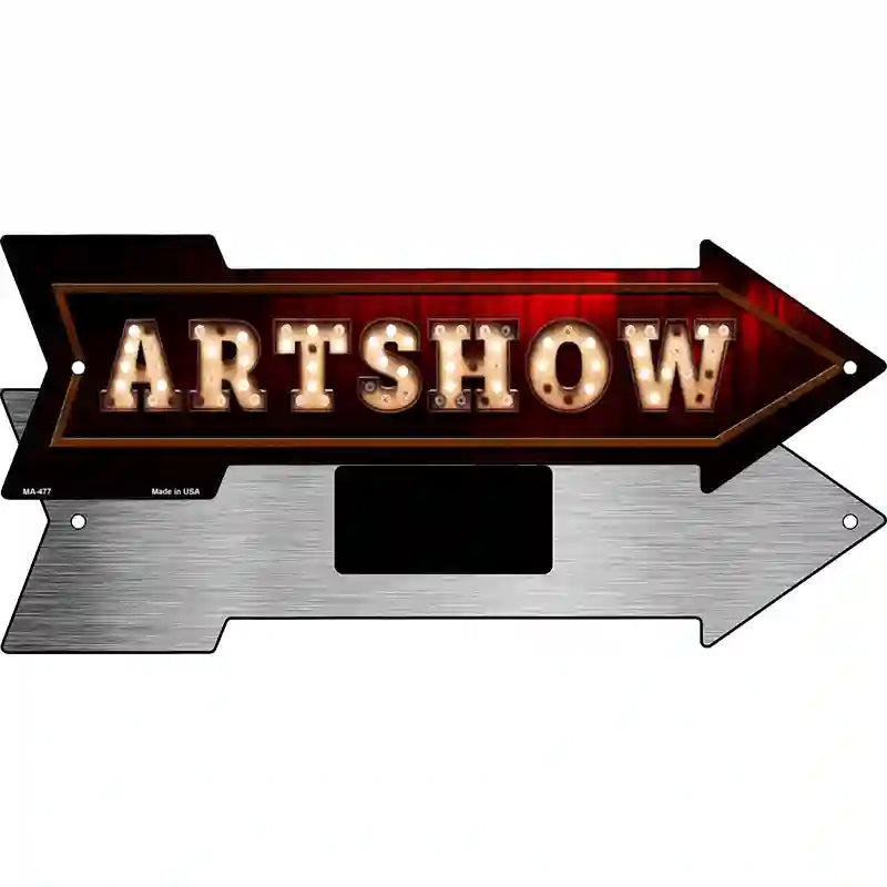 Artshow Bulb Letters Novelty Metal Arrow Sign 8" x 2.25" (MA)