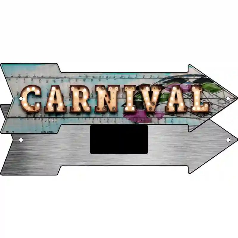 Carnival Bulb Letters Novelty Metal Arrow Sign 8" x 2.25" (MA)