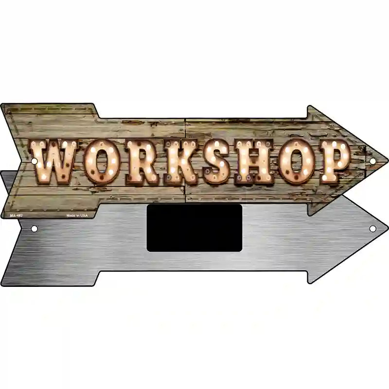 Workshop Bulb Letters Novelty Metal Arrow Sign 8" x 2.25" (MA)