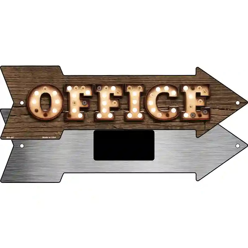 Office Bulb Letters Novelty Metal Arrow Sign 8" x 2.25" (MA)