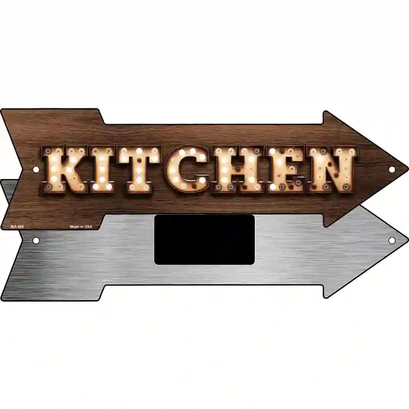 Kitchen Bulb Letters Novelty Metal Arrow Sign 8" x 2.25" (MA)