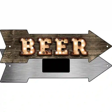 Beer Bulb Letters Novelty Metal Arrow Sign 8" x 2.25" (MA)