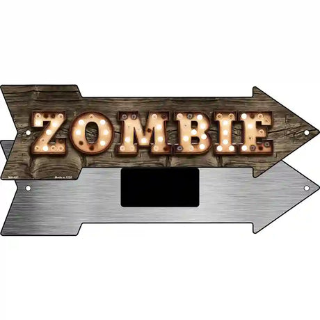 Zombie Bulb Letters Novelty Metal Arrow Sign 8" x 2.25" (MA)