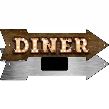 Diner Bulb Letters Novelty Metal Arrow Sign 8" x 2.25" (MA)