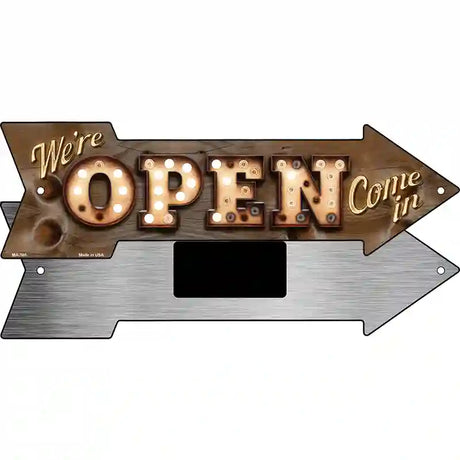 Were Open Bulb Letters Novelty Metal Arrow Sign 8" x 2.25" (MA)