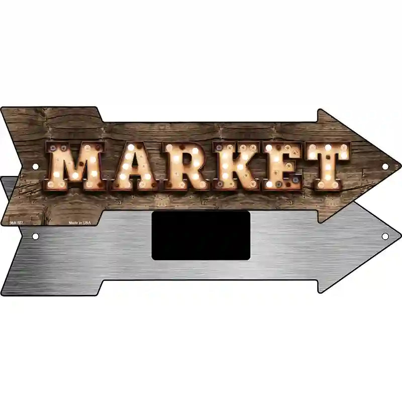 Market Bulb Letters Novelty Metal Arrow Sign 8" x 2.25" (MA)