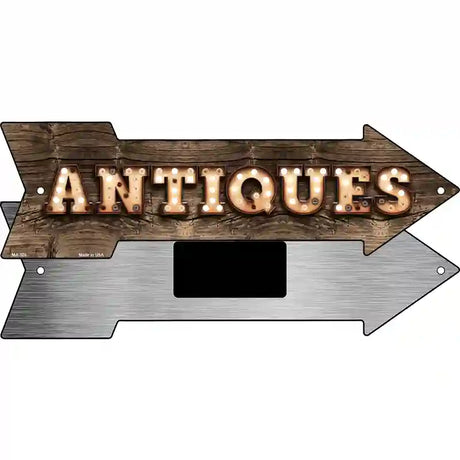 Antiques Bulb Letters Novelty Metal Arrow Sign 8" x 2.25" (MA)