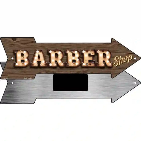 Barber Shop Bulb Letters Novelty Metal Arrow Sign 8" x 2.25" (MA)