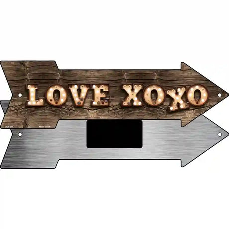 Love XOXO Bulb Letters Novelty Metal Arrow Sign 8" x 2.25" (MA)