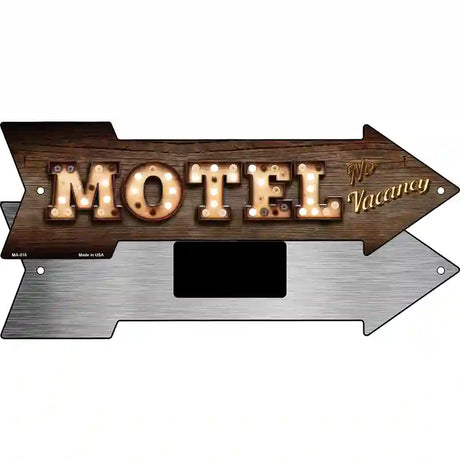 Motel Bulb Letters Novelty Metal Arrow Sign 8" x 2.25" (MA)