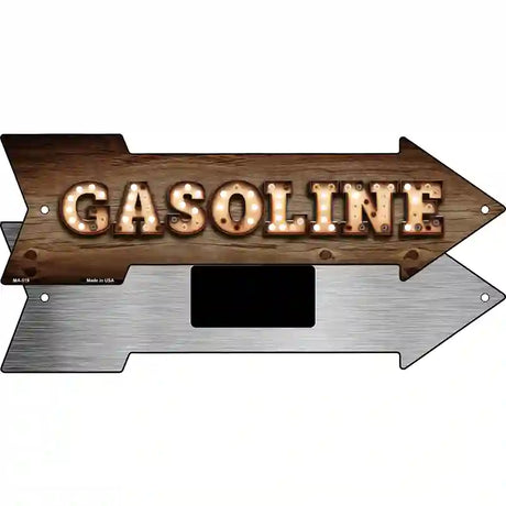 Gasoline Bulb Letters Novelty Metal Arrow Sign 8" x 2.25" (MA)