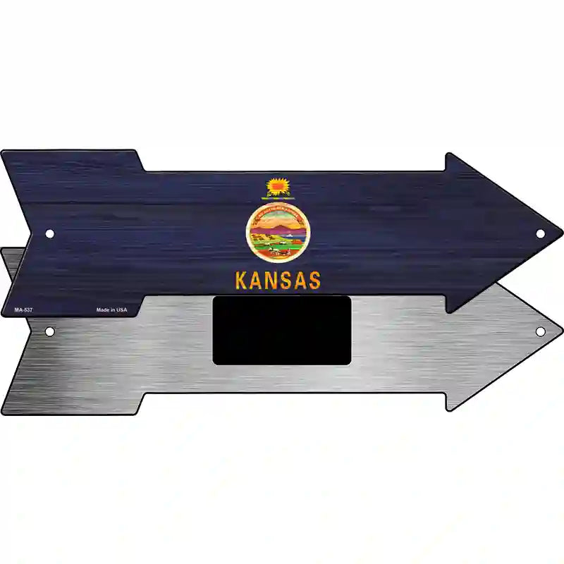 Kansas State Flag Novelty Metal Arrow Sign 8" x 2.25" (MA)