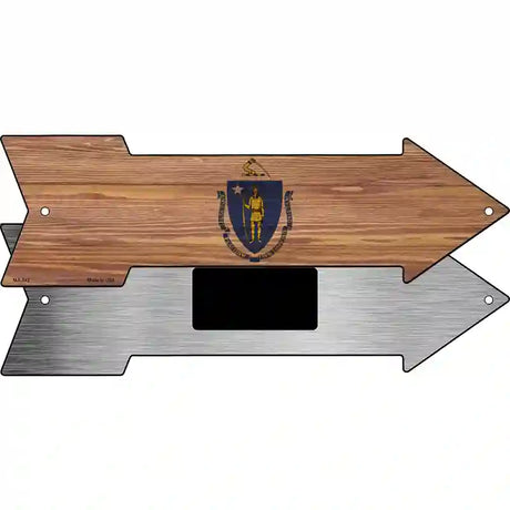 Massachusetts State Flag Novelty Metal Arrow Sign 8" x 2.25" (MA)