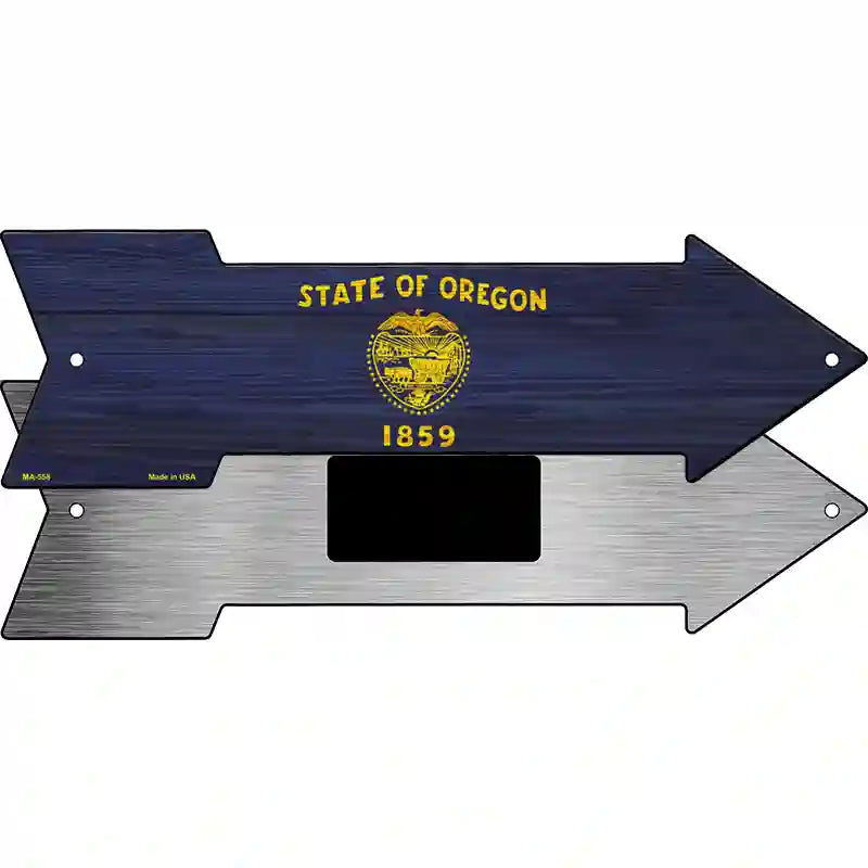 Oregon State Flag Novelty Metal Arrow Sign 8" x 2.25" (MA)