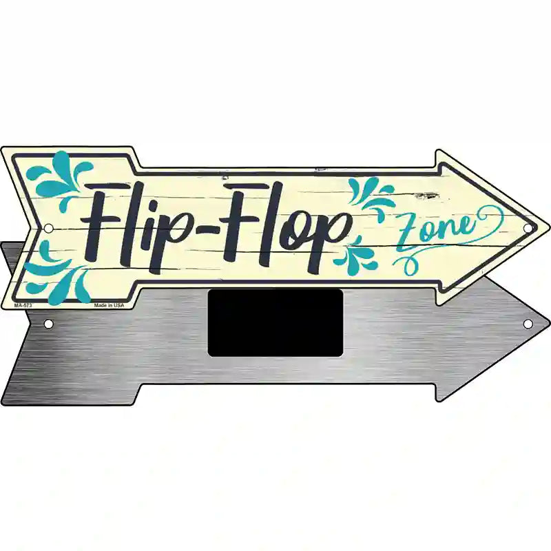 Blue Flip Flop Zone Novelty Metal Arrow Sign 8" x 2.25" (MA)